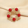 Women's Alloy Flower Red Round Brooch With Electroplating Treatment