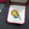 Women's Alloy Flower Shaped Electroplated Sunflower Pearl Brooch For Clothing Decoration