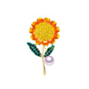 Women's Alloy Flower Shaped Electroplated Sunflower Pearl Brooch For Clothing Decoration