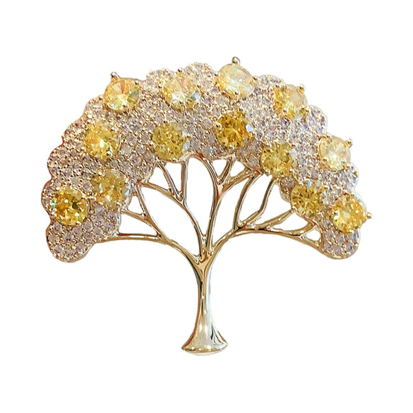 Women's Alloy Fortune Tree Flower Hollow Electroplated Brooch For Suit Jacket