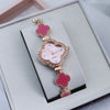 Women's Alloy Fourleaf Clover Shaped Diamondencrusted Casual Watch