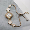 Women's Alloy Fourleaf Clover Shaped Diamondencrusted Casual Watch