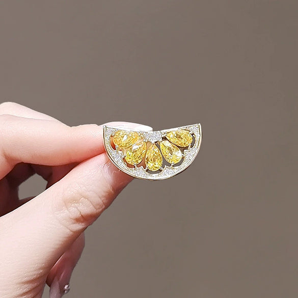 Women's Alloy Fresh Lemon Flower Brooch Electroplated Jewelry Suit Pin Accessories