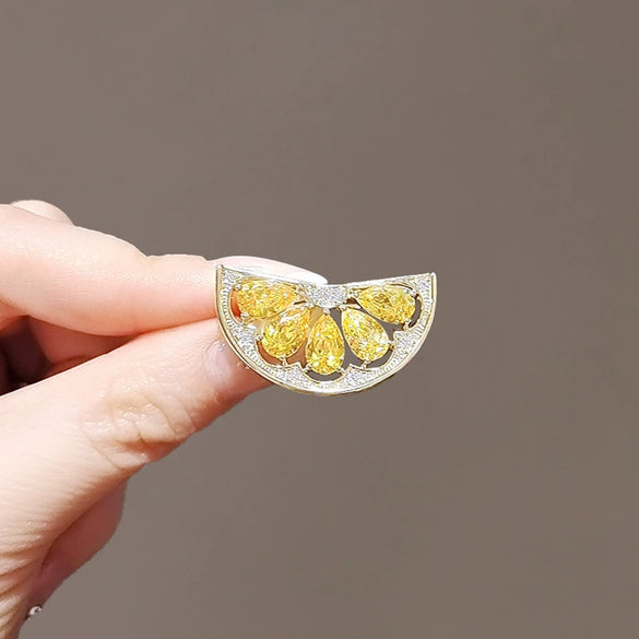 Women's Alloy Fresh Lemon Flower Brooch Electroplated Jewelry Suit Pin Accessories