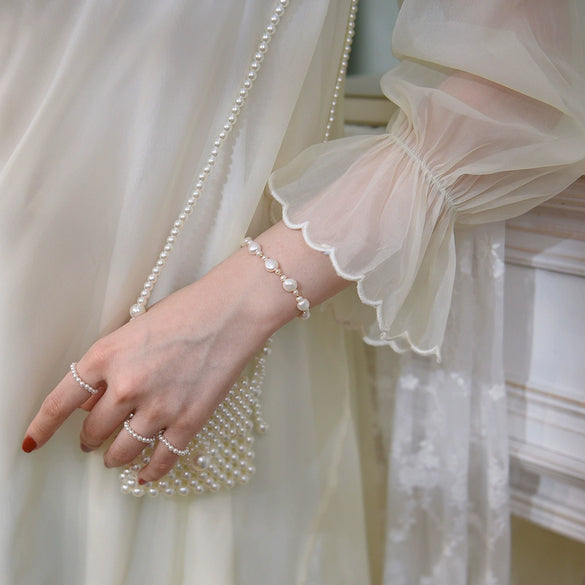 Women's Alloy Freshwater Pearl Inlaid Geometric Irregular Bracelet