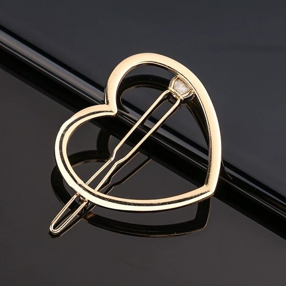 Women's Alloy Frog And Triangle Moon Hair Clip Electroplated Side Barrette With Simple Decorative Design