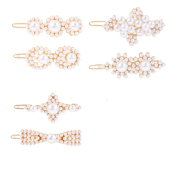 Women's Alloy Frog Clip Hairpin With Highbright Pearl Bow Tie And Electroplating Process