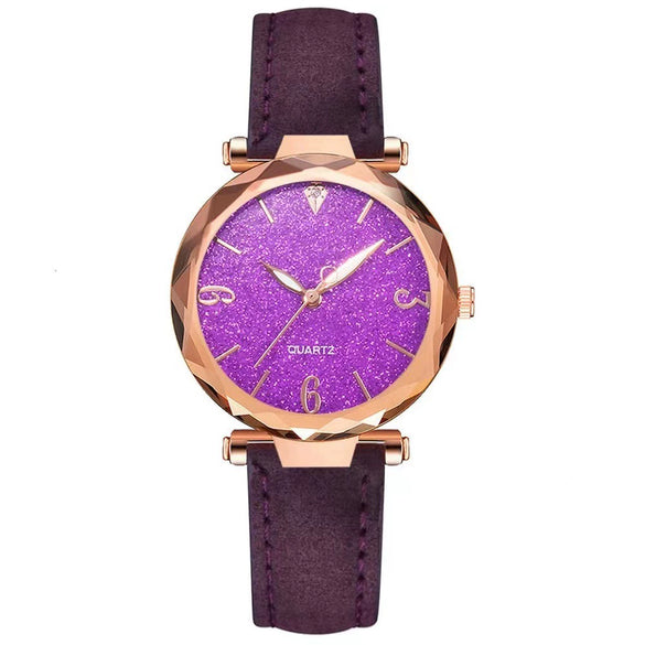 Women's Alloy Frosted Digital Quartz Watch And Fivepointed Star Bracelet Twopiece Set Leisure Style Pin Buckle Titanium Spiral Crown
