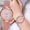 Women's Alloy Frosted Digital Quartz Watch And Fivepointed Star Bracelet Twopiece Set Leisure Style Pin Buckle Titanium Spiral Crown