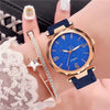 Women's Alloy Frosted Digital Quartz Watch And Fivepointed Star Bracelet Twopiece Set Leisure Style Pin Buckle Titanium Spiral Crown