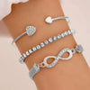 Women's Alloy Geometric And Heart Shape Bracelet Threepiece Set With Diamonds