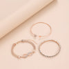 Women's Alloy Geometric And Heart Shape Bracelet Threepiece Set With Diamonds