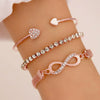 Women's Alloy Geometric And Heart Shape Bracelet Threepiece Set With Diamonds