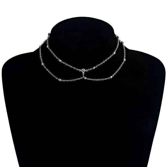 Women's Alloy Geometric Chain Necklace Set With Diamonds And Inlaid With Artificial Gemstones And Semiprecious Stones