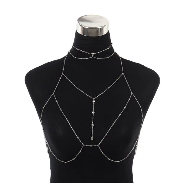 Women's Alloy Geometric Chain Necklace Set With Diamonds And Inlaid With Artificial Gemstones And Semiprecious Stones