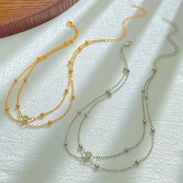 Women's Alloy Geometric Chain Necklace Set With Diamonds And Inlaid With Artificial Gemstones And Semiprecious Stones