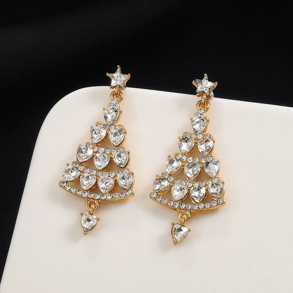 Women's Alloy Geometric Christmas Tree Earrings With Electroplating Design
