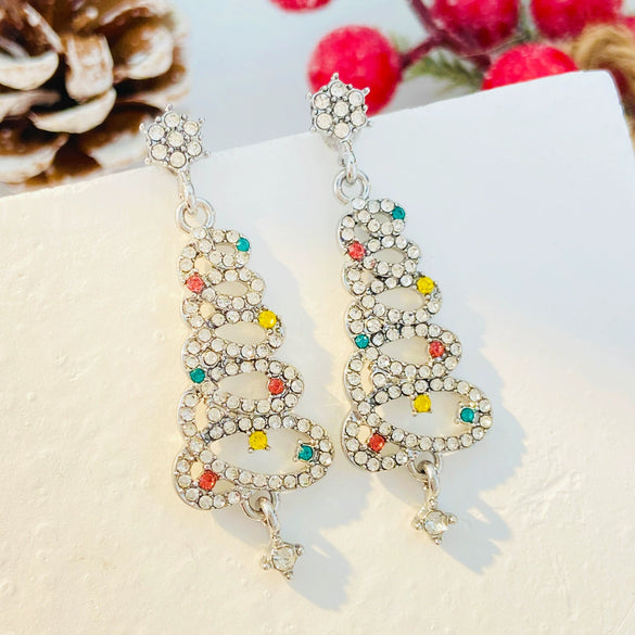 Women's Alloy Geometric Christmas Tree Earrings With Electroplating Design