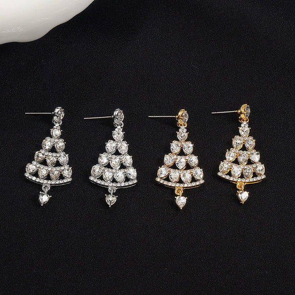 Women's Alloy Geometric Christmas Tree Earrings With Electroplating Design