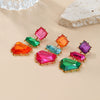 Women's Alloy Geometric Colored Diamond Earrings With Electroplating