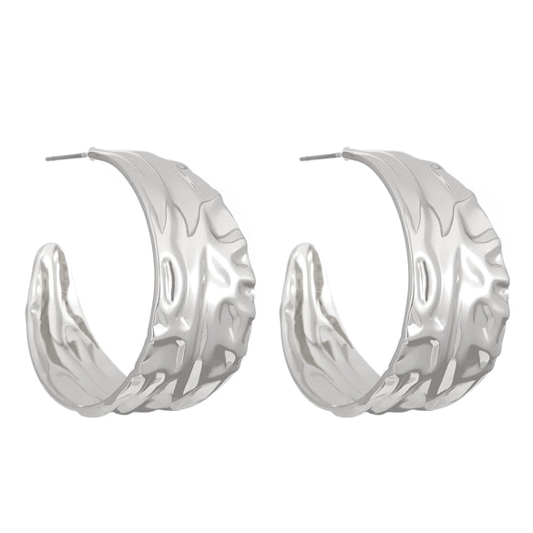 Women's Alloy Geometric Cshaped Pleated Concave And Convex Retro Cold Style Electroplated Earrings