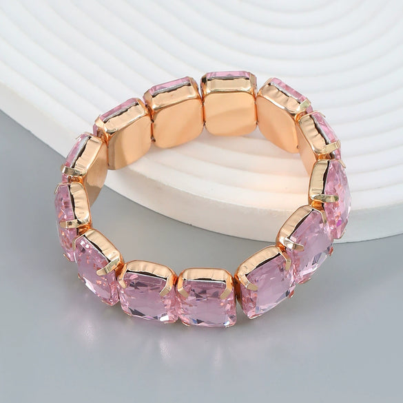 Women's Alloy Geometric Diamond Hip Hop Punk Style Telescopic Elastic Bracelet