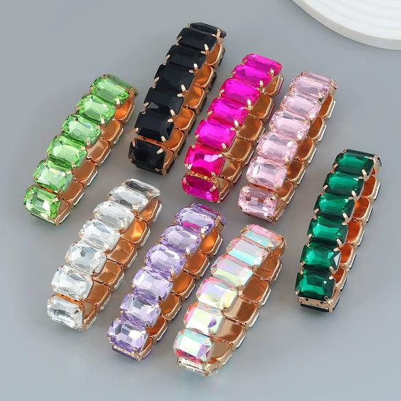 Women's Alloy Geometric Diamond Hip Hop Punk Style Telescopic Elastic Bracelet