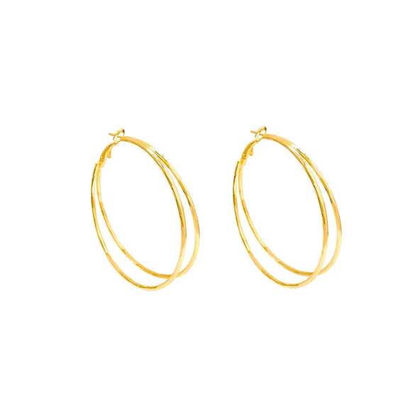 Women's Alloy Geometric Doublelayer Circle Electroplated Earrings Light Luxury Highend Temperament Ear Accessories