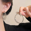 Women's Alloy Geometric Doublelayer Circle Electroplated Earrings Light Luxury Highend Temperament Ear Accessories