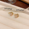 Women's Alloy Geometric Earrings With Electroplating Light Luxury Niche Elegant Maillard Color Irregular Champagne Pearl Ear Buckle