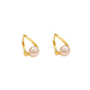 Women's Alloy Geometric Earrings With Electroplating Light Luxury Niche Elegant Maillard Color Irregular Champagne Pearl Ear Buckle