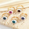 Women's Alloy Geometric Evil Eye Adjustable Ring Necklace Set With Electroplated Pendant Jewelry