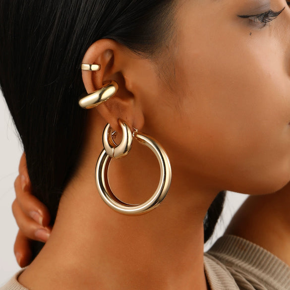 Women's Alloy Geometric Exaggerated Retro Earrings With Electroplating