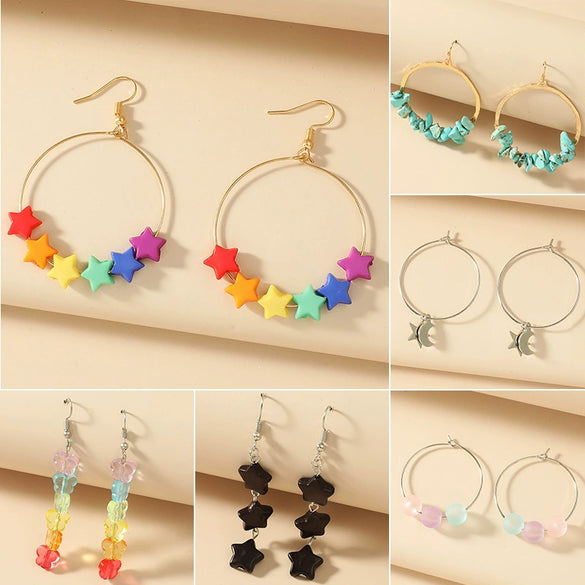 Women's Alloy Geometric Fivepointed Star Bear Butterfly Earrings With Electroplating