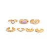 Women's Alloy Geometric Glass Diamond Stacking Rings With Smooth Threaded Open Design And Plated Finish