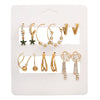 Women's Alloy Geometric Heart Metal Stud Earrings Set With Diamond And Oil Pearl Butterfly Lock Love Design