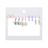 Women's Alloy Geometric Heart Metal Stud Earrings Set With Diamond And Oil Pearl Butterfly Lock Love Design