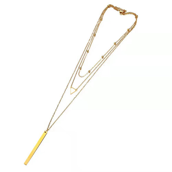 Women's Alloy Geometric Hollow Triangle Stick Multilayer Necklace With Electroplated Finish