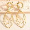 Women's Alloy Geometric Oval Hollowout Clipon Earrings With Electroplated Finish For Unpierced Ears