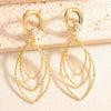 Women's Alloy Geometric Oval Hollowout Clipon Earrings With Electroplated Finish For Unpierced Ears