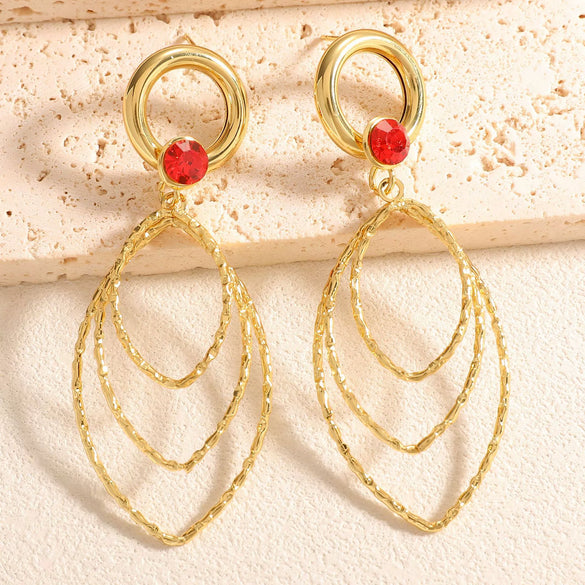 Women's Alloy Geometric Oval Hollowout Clipon Earrings With Electroplated Finish For Unpierced Ears