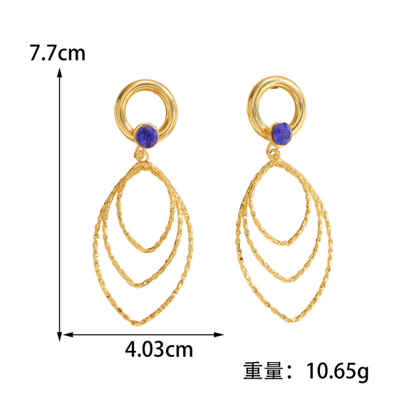 Women's Alloy Geometric Oval Hollowout Clipon Earrings With Electroplated Finish For Unpierced Ears
