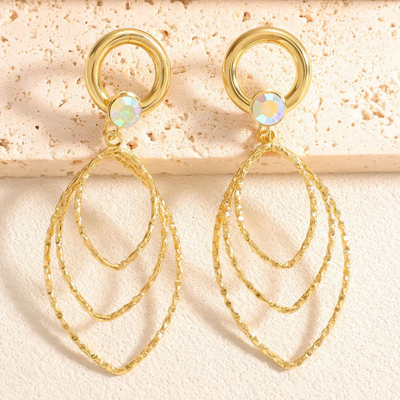 Women's Alloy Geometric Oval Hollowout Clipon Earrings With Electroplated Finish For Unpierced Ears