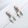 Women's Alloy Geometric Rectangular Stud Earrings With Fashionable Statement Design And Rose Gold Finish