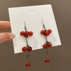Women's Alloy Geometric Red Fruit Long Tassel Electroplated Earrings