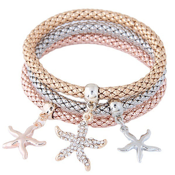 Women's Alloy Geometric Tree Starfish Pendant Multi Layer Bracelet Jewelry With Electroplating