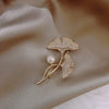 Women's Alloy Ginkgo Flower Brooch With Electroplating Design For Clothes Decoration