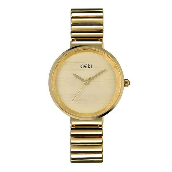 Women's Alloy Gold Watch Fashion Retro Style Round Dial Mineral Strengthened Glass Mirror Rose Gold Clasp Waterproof