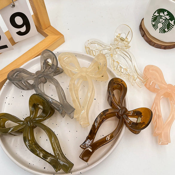 Women's Alloy Hair Clip With Painting Treatment Jellycolored Bow Claw Design