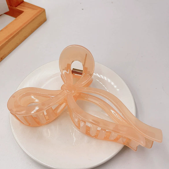 Women's Alloy Hair Clip With Painting Treatment Jellycolored Bow Claw Design